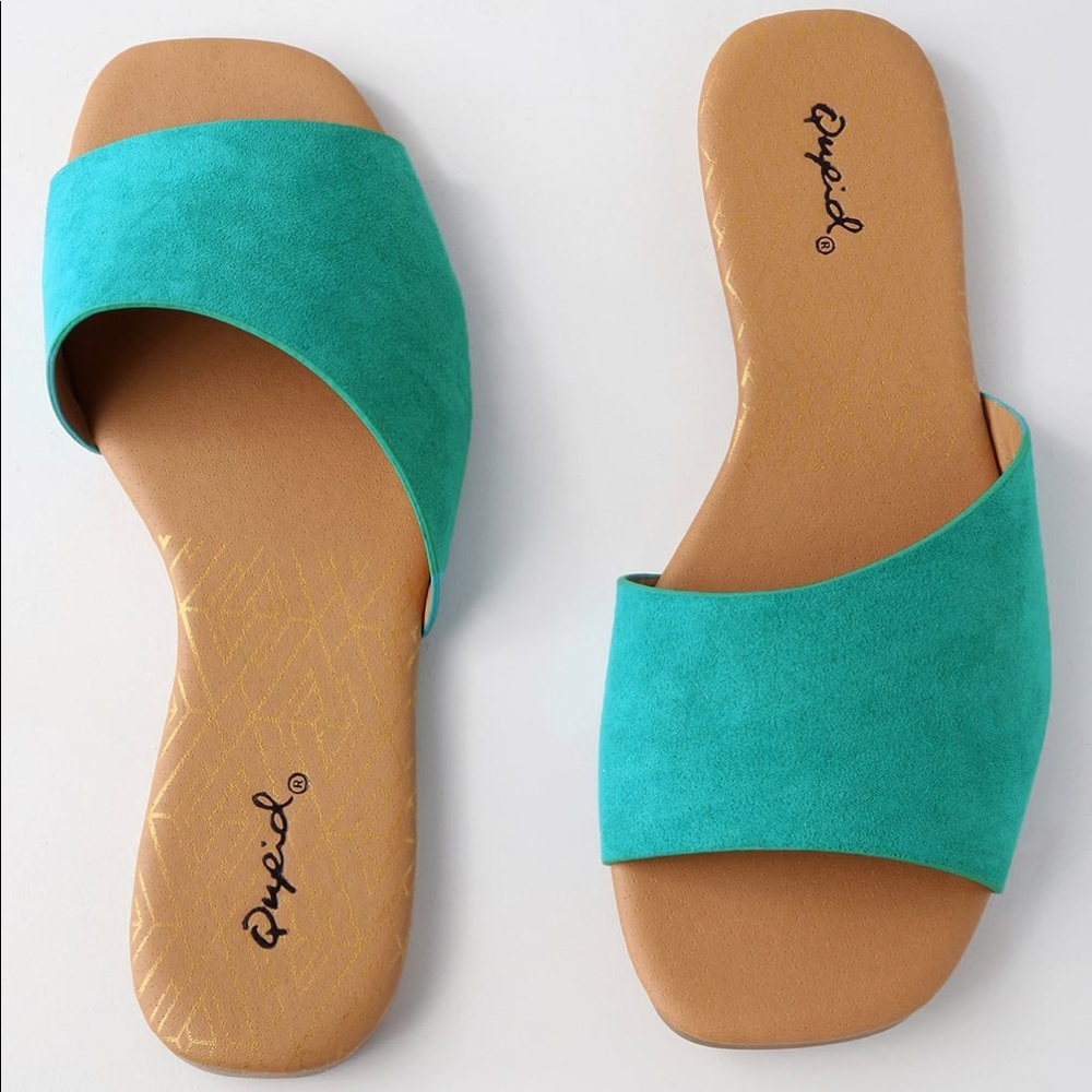 Lulu’s Remi teal suede slide Sandals